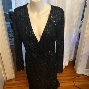 Fashion Nova Black Sequin Long Sleeve Dress